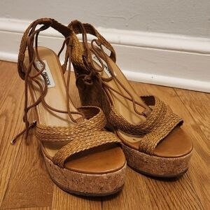 Steve Madden Cork Wedge Lace-up Sandals